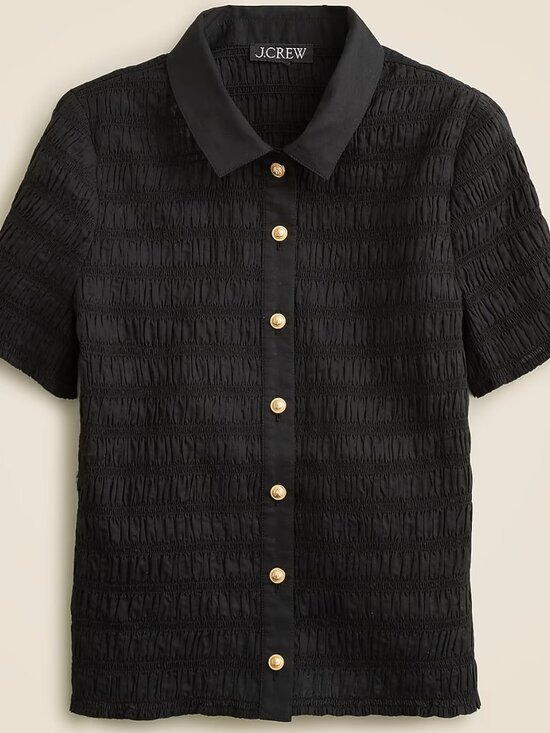 J. Crew Tops - J. Crew Smocked button-up shirt in cotton-blend voile